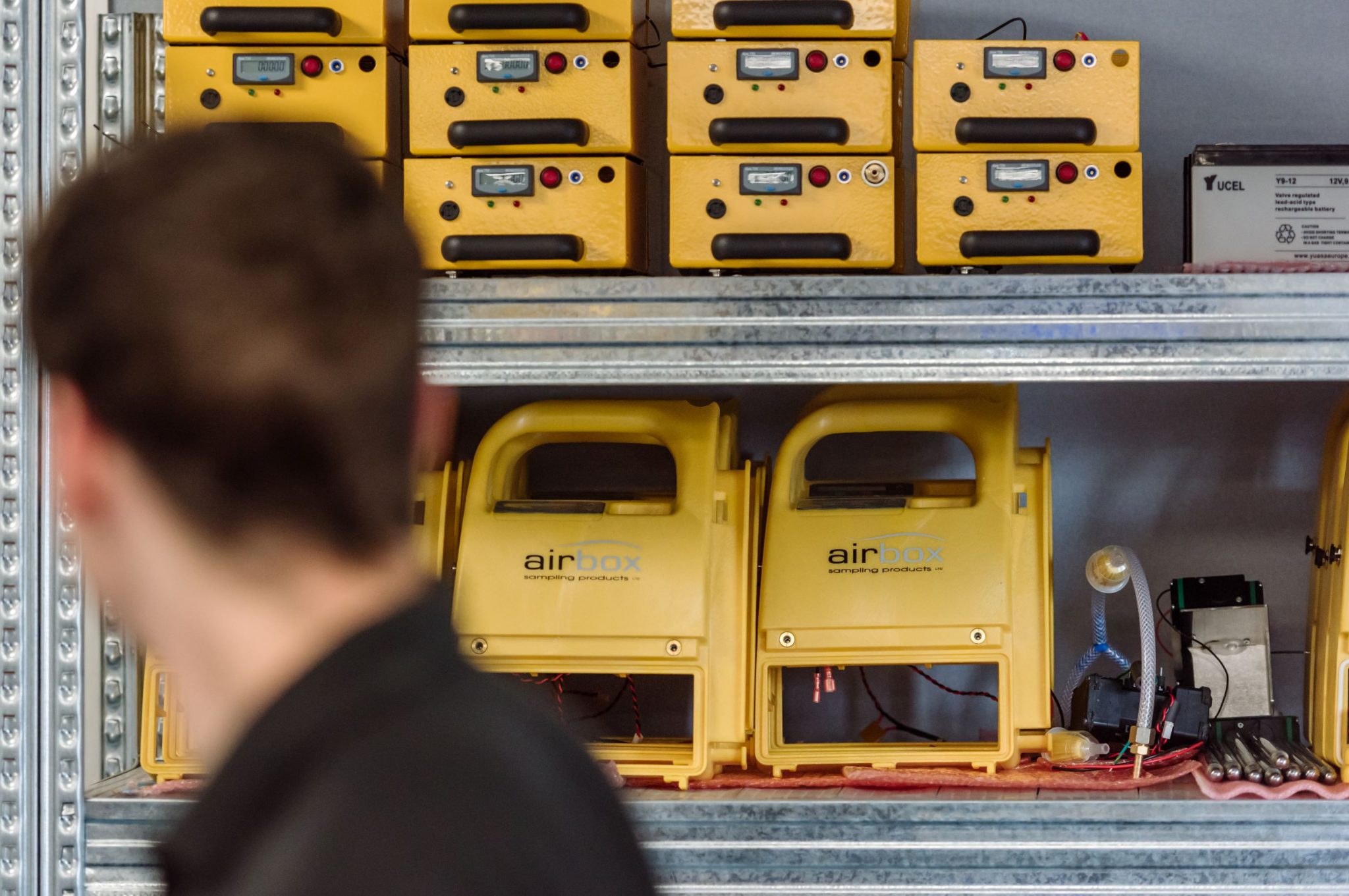 Air Box pumps on a shelf