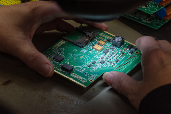 Close up of PCB inspection